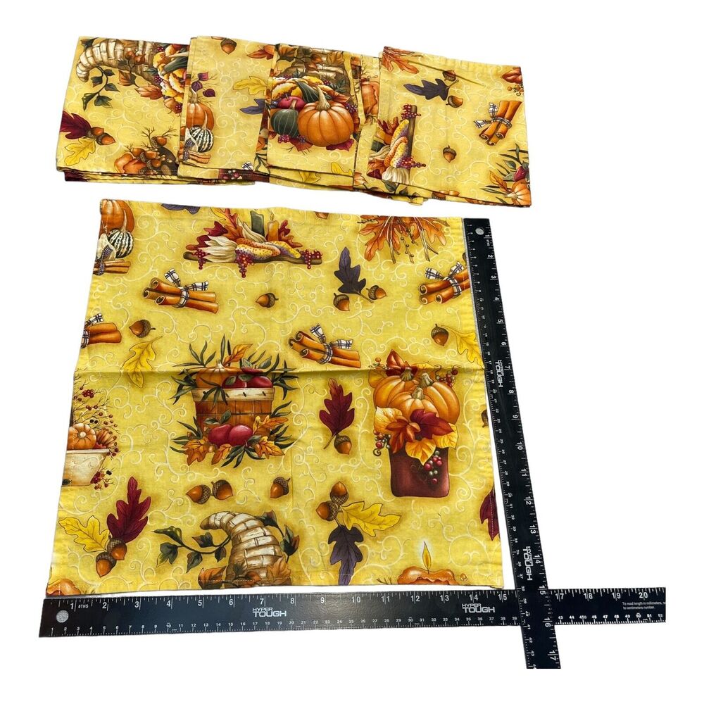 Yellow Orange Fruits Print Handmade Table Burner, Small Tablecloth & 5 Napkins - Picture 4 of 7